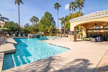 Sparkling pool with cabanas